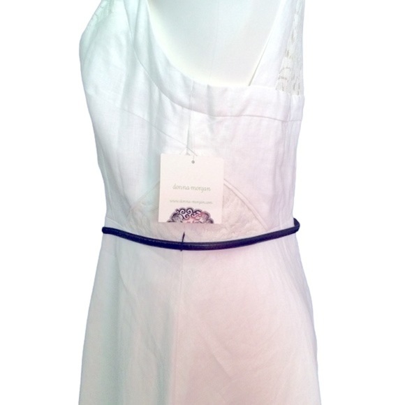 Donna Morgan Linen Lace Fit and Flare Belted Halter Neck Dress Nwt - Picture 13 of 15